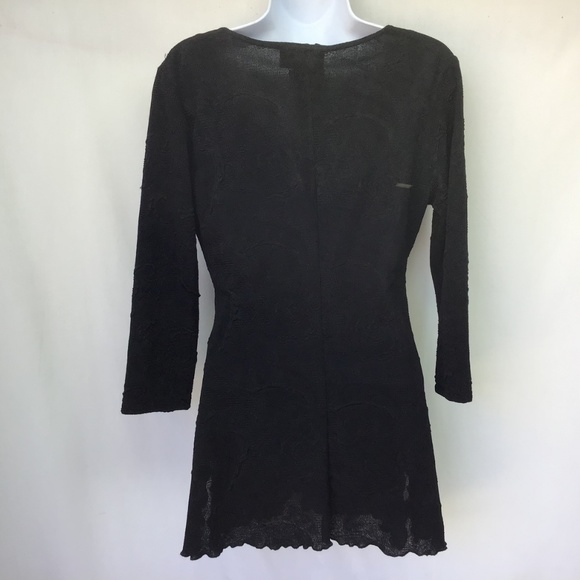 Connected Top Black Y Neck Textured Sheer 10 - Picture 6 of 7